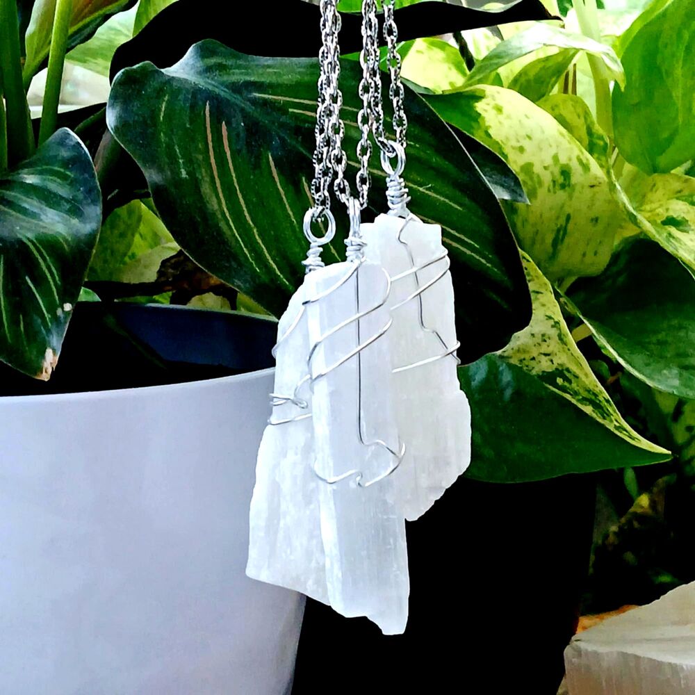 Raw Selenite Crystal Car Charm, Gemstone Car Accessories, 1 Pc